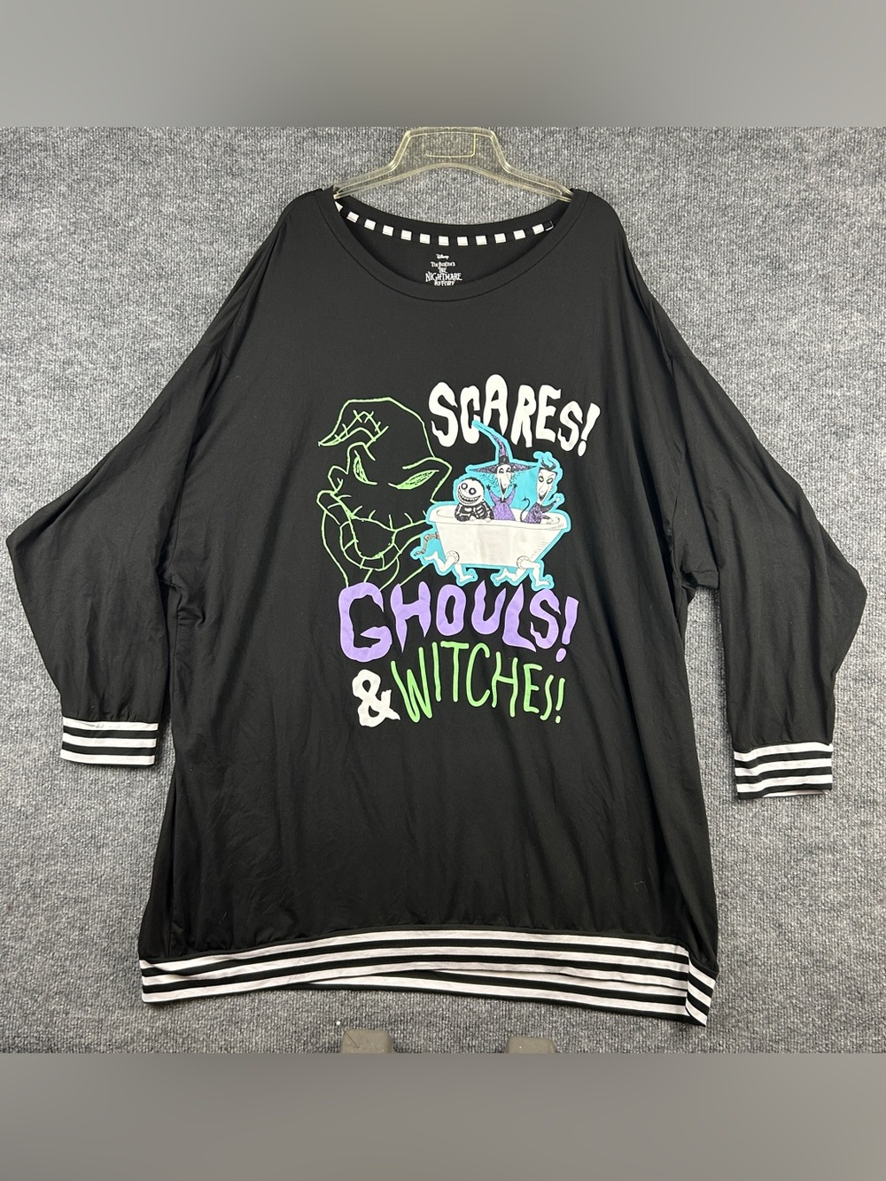 Disney Nightmare Before Christmas Oogie Boogie Striped Sleep Shirt Size 3X 22W